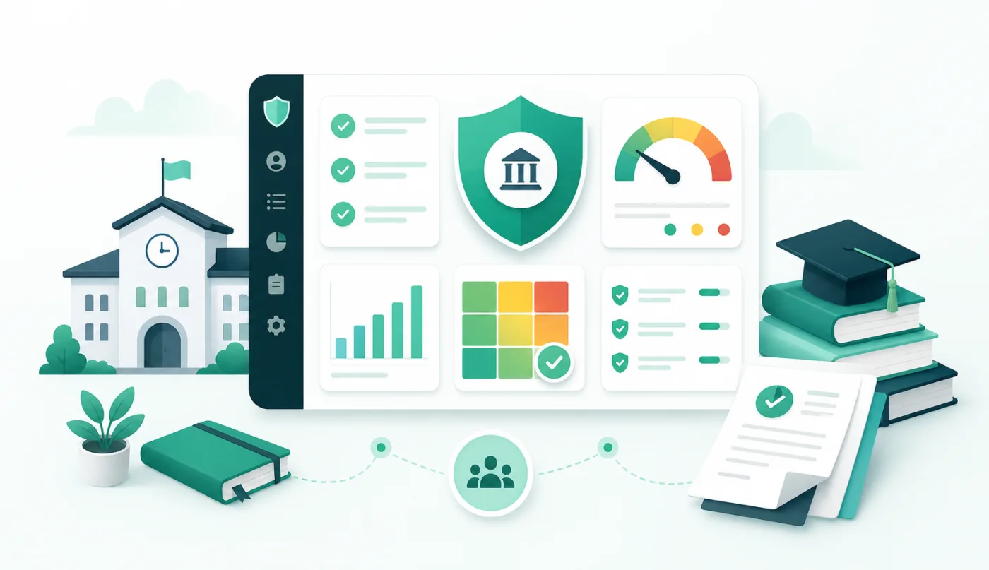 Illustratie: GRC-dashboard voor het onderwijs — governance, risico en compliance in één overzicht
